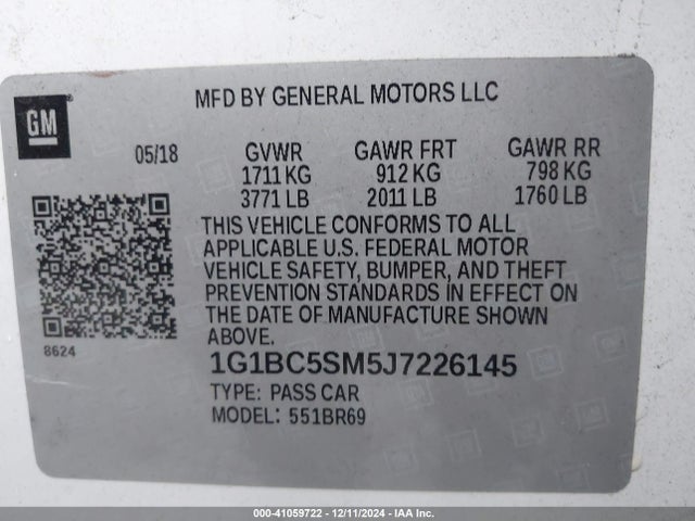 1G1BC5SM5J7226145 Chevrolet Cruze Ls Auto