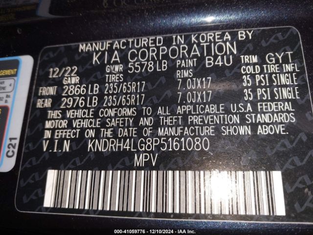 KNDRH4LG8P5161080 KIA Sorento Hybrid Ex