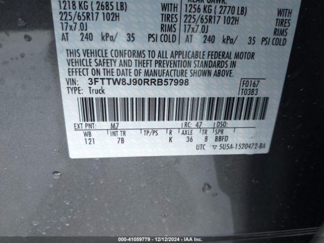 3FTTW8J90RRB57998 Ford Maverick Xlt