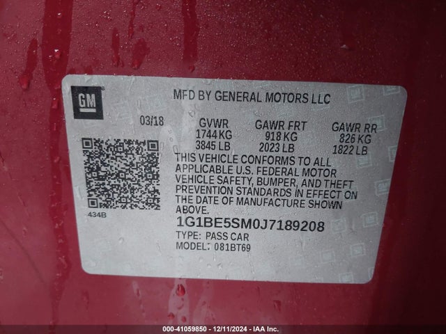 Chevrolet Cruze Lt Auto 2018 1G1BE5SM0J7189208 Image 9