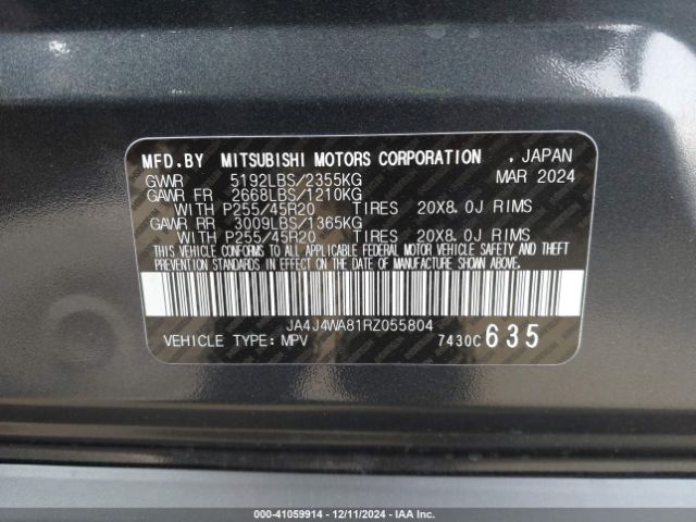 JA4J4WA81RZ055804 Mitsubishi Outlander Sel 2.5