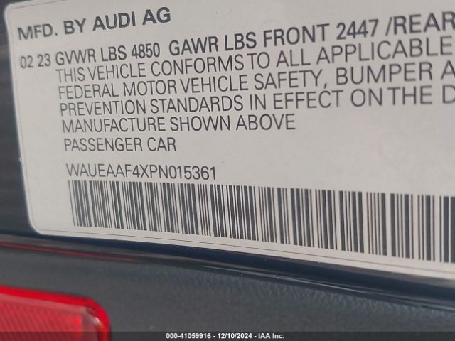WAUEAAF4XPN015361 Audi A4 Premium Plus 45 Tfsi S Line Quattro S Tronic