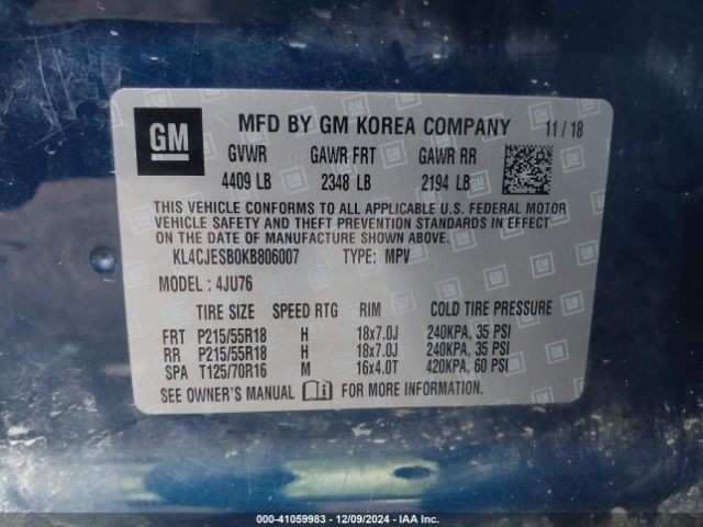 KL4CJESB0KB806007 Buick Encore Awd Preferred