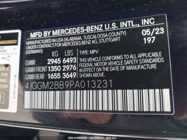 4JGGM2BB9PA013231 Mercedes-Benz Eqe 350+ Suv