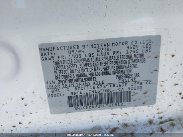 Nissan Versa 1.6 S 2024 3N1CN8DV0RL930812 Image 9