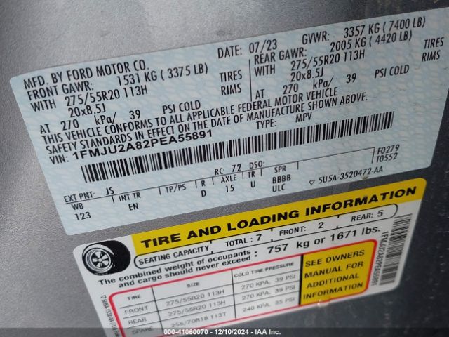 1FMJU2A82PEA55891 Ford Expedition Limited