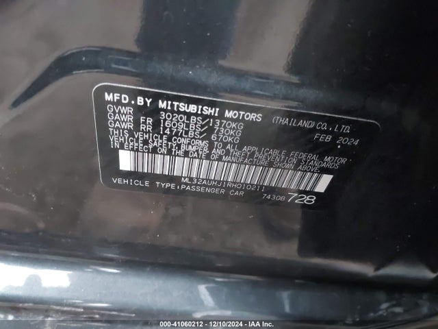 2024 MITSUBISHI MIRAGE ML32AUHJ1RH010211 Photo 8