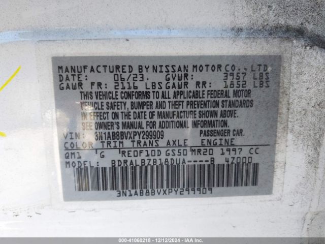 3N1AB8BVXPY299909 Nissan Sentra S Xtronic Cvt