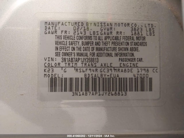 Nissan SENTRA S 2018 3N1AB7AP1JY268813 Image 9