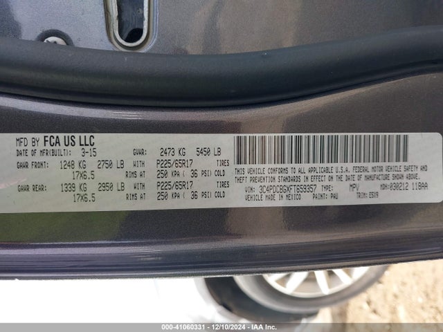 Dodge Journey Sxt 2015 3C4PDCBGXFT659357 Image 9