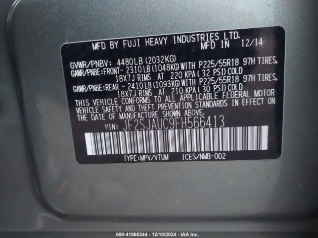 JF2SJAUC9FH566413 Subaru Forester 2.5i Touring