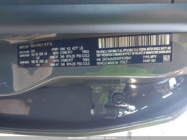 ZACNJAABXKPK39641 Jeep Renegade Sport Fwd