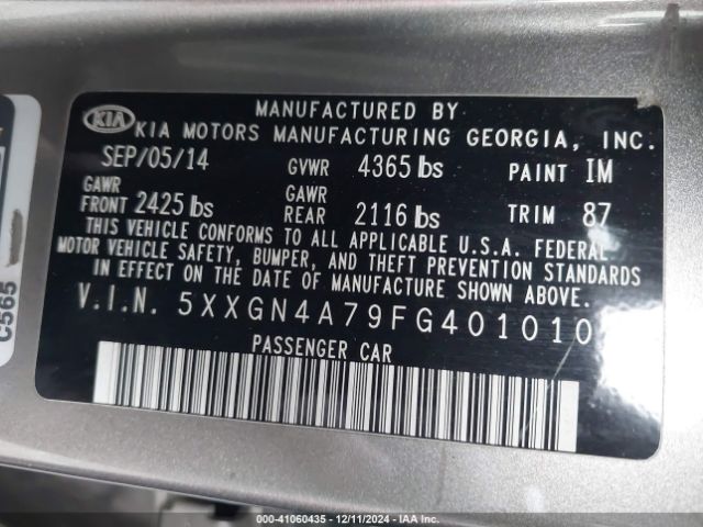 5XXGN4A79FG401010 KIA OPTIMA EX