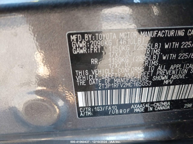 Toyota Rav4 Xle 2021 2T3P1RFV2MC165053 Image 9