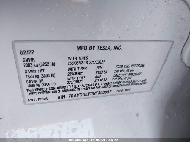 2022 TESLA MODEL Y 7SAYGDEF0NF390807 Photo 8