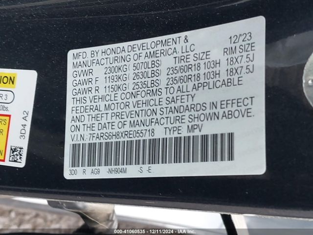 7FARS6H8XRE055718 Honda Cr-v Hybrid Sport-l