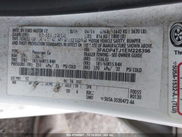 3FADP4TJ1EM228396 Ford FIESTA S
