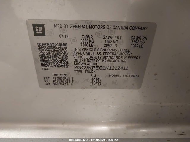 Chevrolet Silverado 1500 Ld Lt 2019 2GCVKPEC1K1212411 Image 9