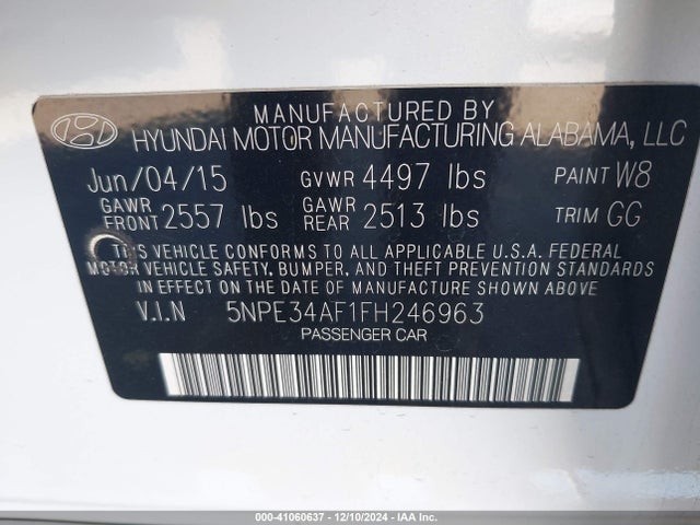 Hyundai Sonata Sport 2015 5NPE34AF1FH246963 Image 9