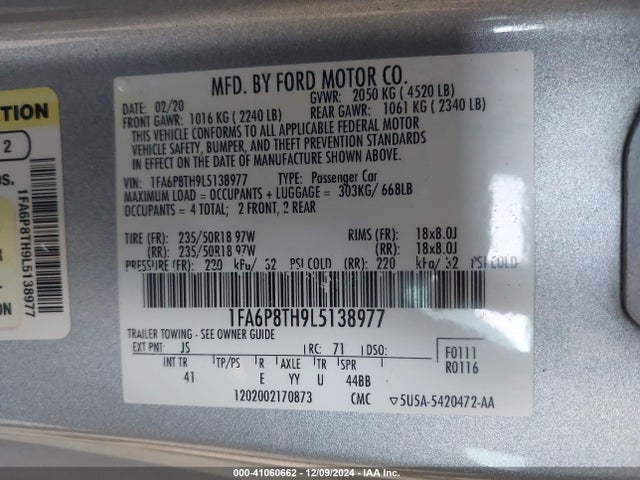 Ford Mustang Ecoboost Premium 2020 1FA6P8TH9L5138977 Image 9