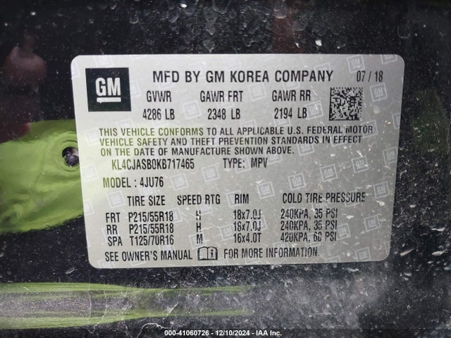 KL4CJASB0KB717465 Buick Encore Fwd Preferred