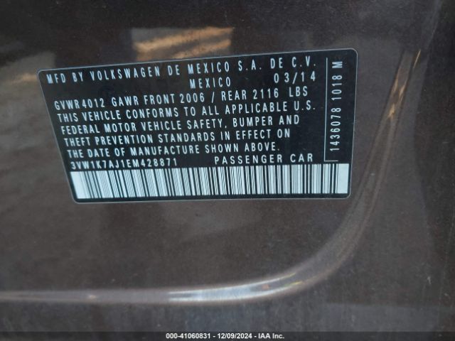 3VW1K7AJ1EM428871 Volkswagen Jetta 2.0l S