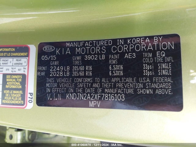 KIA Soul 2015 KNDJN2A2XF7816103 Image 9