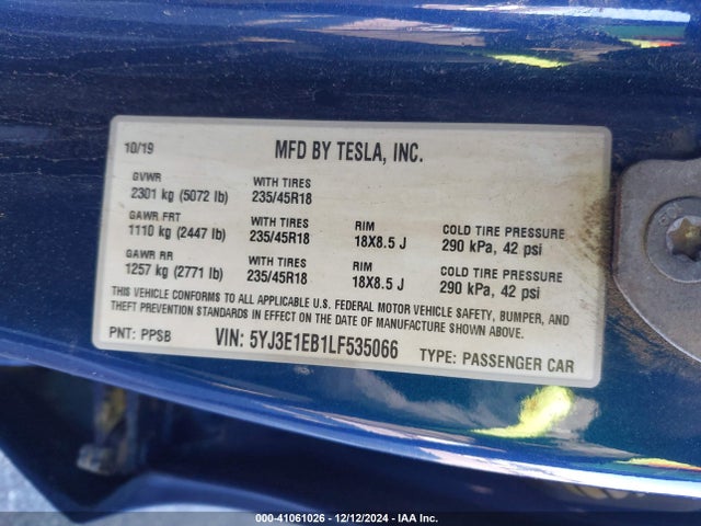 2020 TESLA MODEL 3 5YJ3E1EB1LF535066 Photo 8