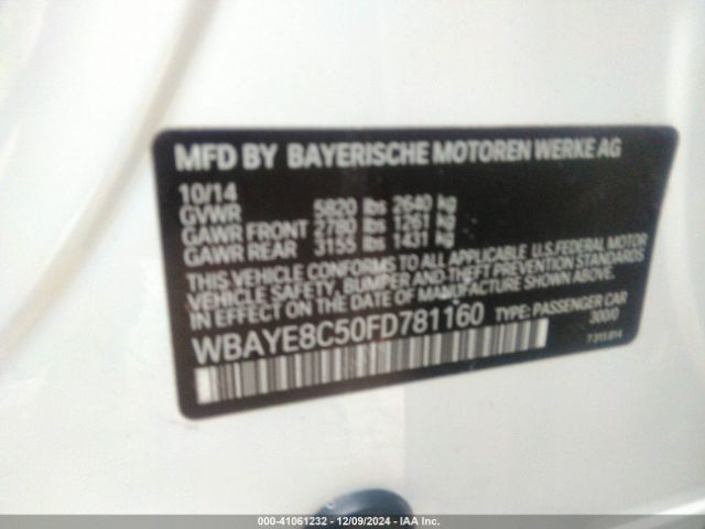 WBAYE8C50FD781160 BMW 750LI