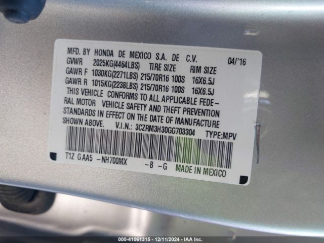 3CZRM3H30GG703304 Honda CR-V LX