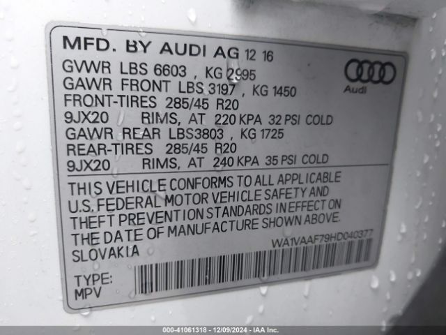 WA1VAAF79HD040377 Audi Q7 3.0t Premium