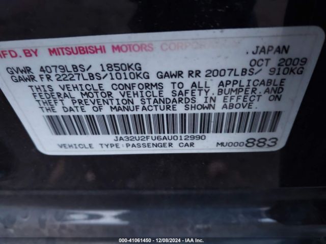 2010 MITSUBISHI LANCER JA32U2FU6AU012990 Photo 8