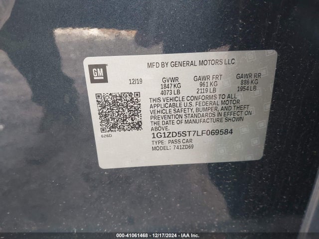 1G1ZD5ST7LF069584 Chevrolet Malibu Fwd Lt