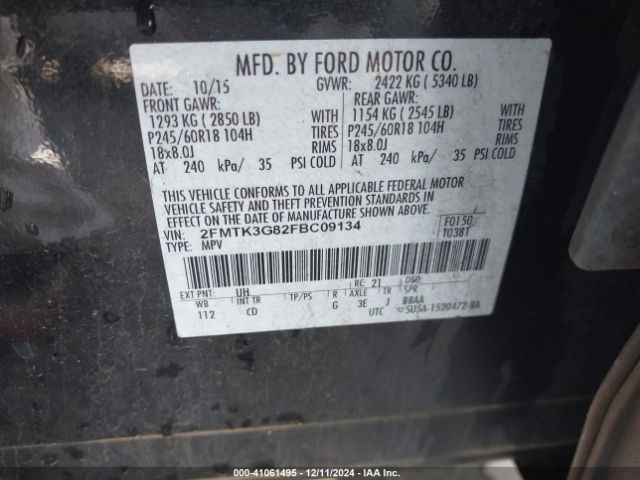 2FMTK3G82FBC09134 Ford EDGE SE