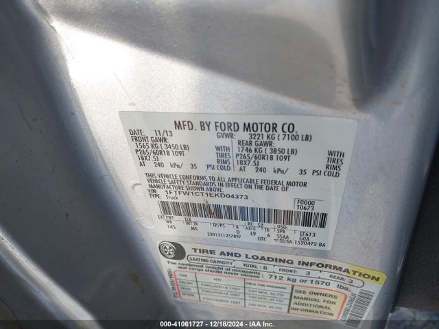 1FTFW1CT1EKD04373 Ford F-150 Xlt