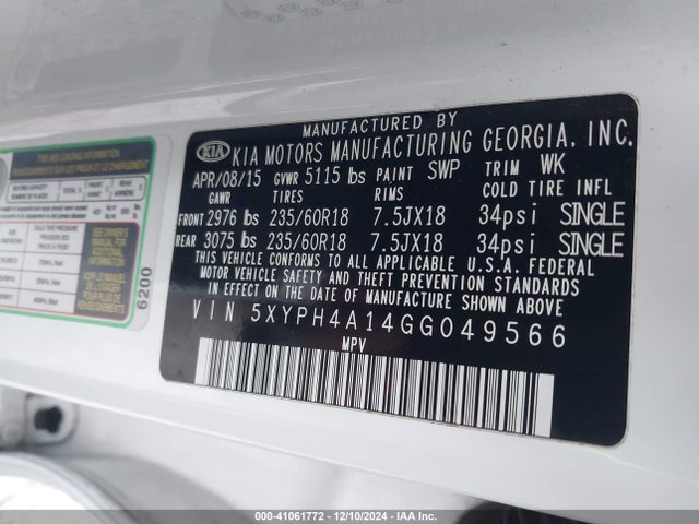 KIA Sorento 2.0t Ex 2016 5XYPH4A14GG049566 Image 9