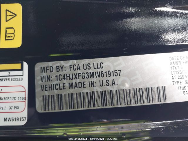 1C4HJXFG3MW619157 Jeep Wrangler Unlimited Rubicon 4x4
