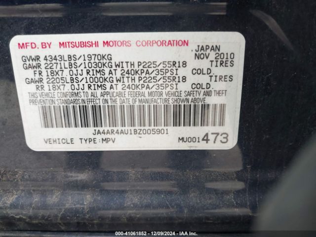 2011 MITSUBISHI OUTLANDER SPORT JA4AR4AU1BZ005901 Photo 8