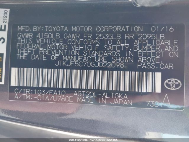 JTKJF5C70GJ022098 Scion TC