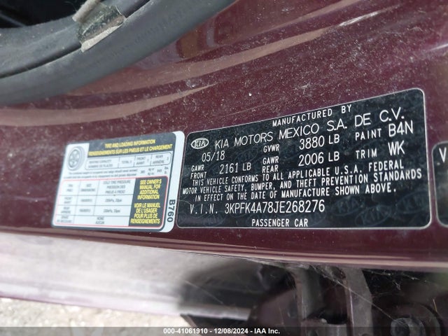 KIA FORTE LX 2018 3KPFK4A78JE268276 Image 9