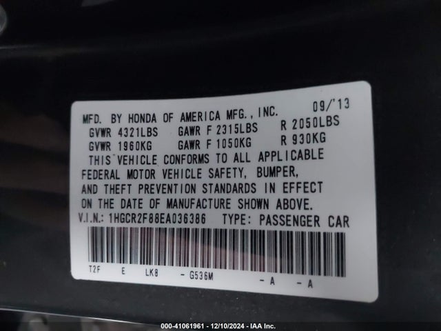 Honda Accord Ex-l 2014 1HGCR2F88EA036386 Image 9