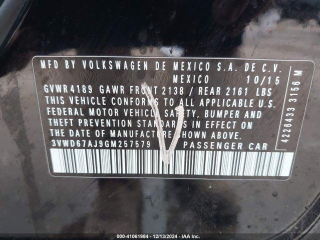 3VWD67AJ9GM257579 Volkswagen Jetta 1.4t Se