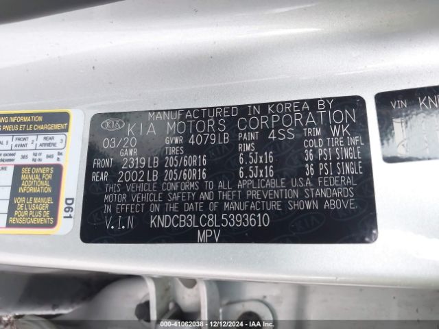 KNDCB3LC8L5393610 KIA NIRO LX