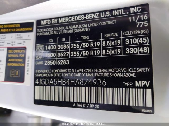 4JGDA5HB4HA874936 Mercedes-Benz Gle 350 4matic