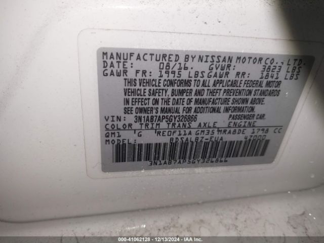 3N1AB7AP5GY326866 Nissan SENTRA S