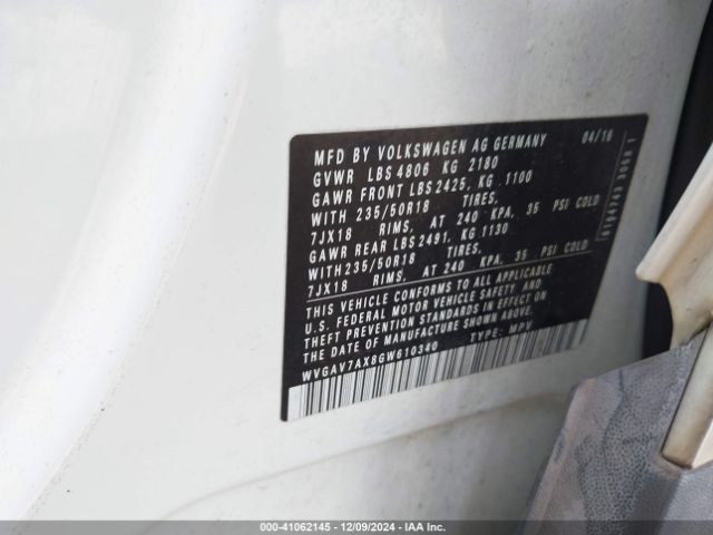 WVGAV7AX8GW610340 Volkswagen TIGUAN SE