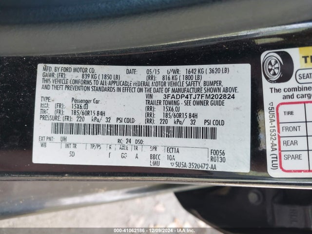 3FADP4TJ7FM202824 Ford FIESTA S