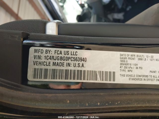 1C4RJGBG0PC563940 Jeep Grand Cherokee Limited
