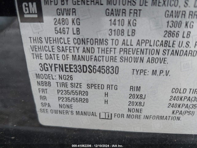 2013 CADILLAC SRX 3GYFNEE33DS645830 Photo 8