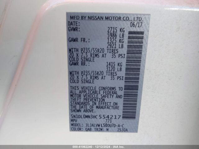 5N1DL0MN3HC554217 Infiniti QX60